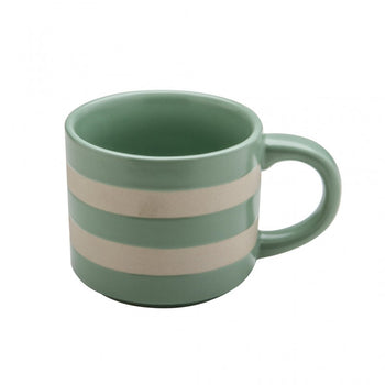 Matte Mint Stripes Texture Mugs, Set of 4