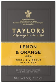 Taylors of Harrogate - Lemon and Orange. 20 Bags Individually Wrapped.