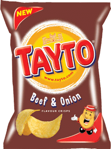 Tayto Beef & Onion Crisps. 32.5g