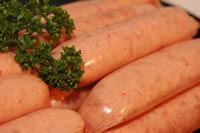 Harold Wood’s English Style Tomato Pork Bangers, 6 pack. 1 lb Ship weight