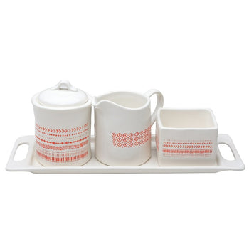 Hand Crafted Ceramic 5 Piece Sugar Creamer Serve Set